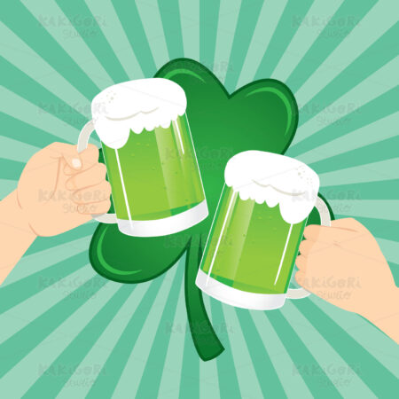 St Patrick Celebration Toasting Beer Clipart Vector Illustration 03452
