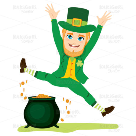 St Patrick Jumping Clipart Vector Illustration 03892