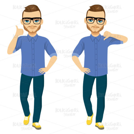 Standing Man Approval Disapproval Concept Clipart Vector Illustration 05166