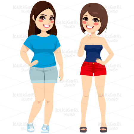 Standing Women Friends Clipart Vector Illustration 02840