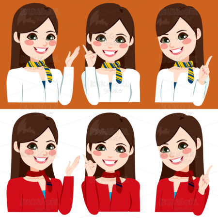 Stewardess Hands Expression Clipart Vector Illustration 02567