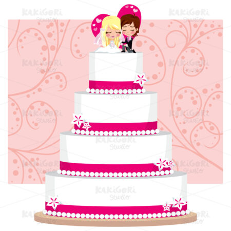 Strawberry Wedding Cake Clipart Vector Illustration 00352