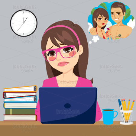 Stressed Businesswoman Clipart Vector Illustration 03272