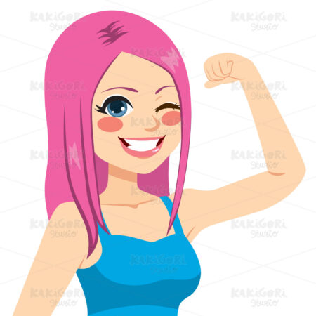Strong Girl Power Clipart Vector Illustration 03220