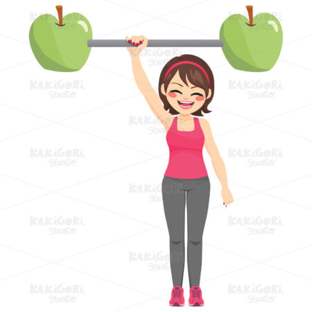 Strong Healthy Sport Girl Clipart Vector Illustration 04407