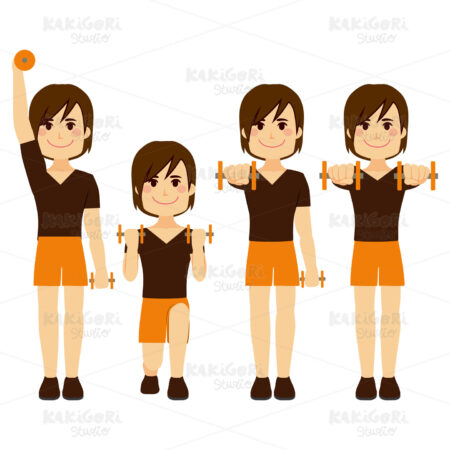 Strong Man Doing Dumbbell Exercises Clipart Vector Illustration 02440