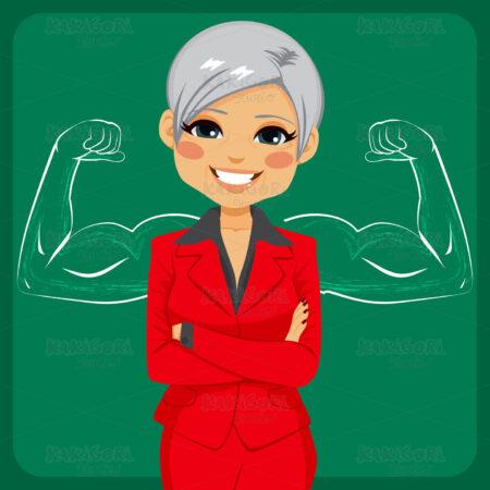 Strong Senior Business Woman Clipart Vector Illustration 02855