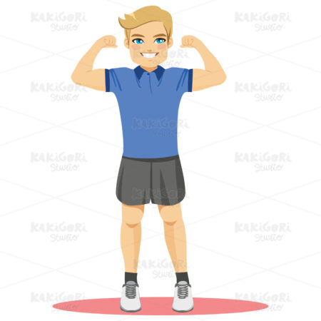 Strong Sport Man Standing Clipart Vector Illustration 04374