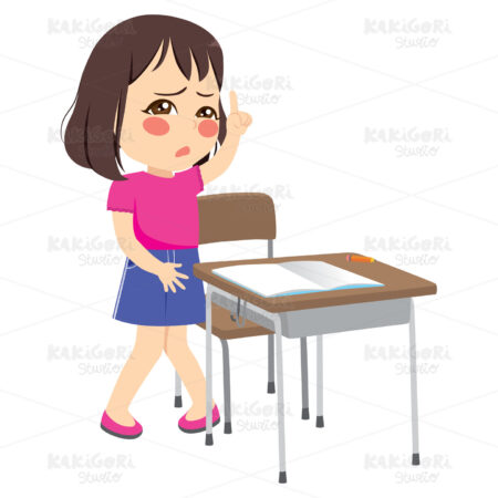 Student Asking Permission Clipart Vector Illustration 04260