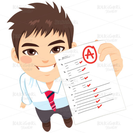 Student Boy A Exam Result Clipart Vector Illustration 04175