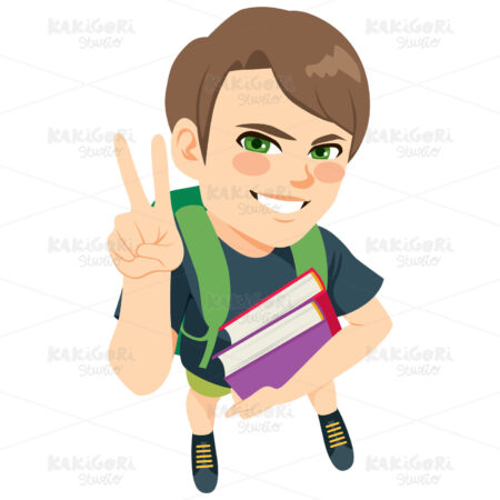 Student Boy Holding Books Clipart Vector Illustration 04178