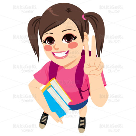 Student Girl Holding Books Clipart Vector Illustration 04120