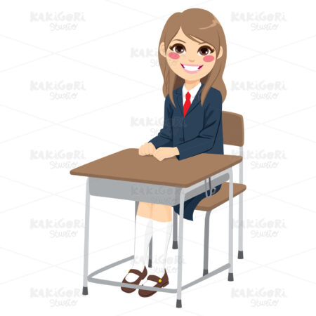 Student Girl Sitting Clipart Vector Illustration 04066