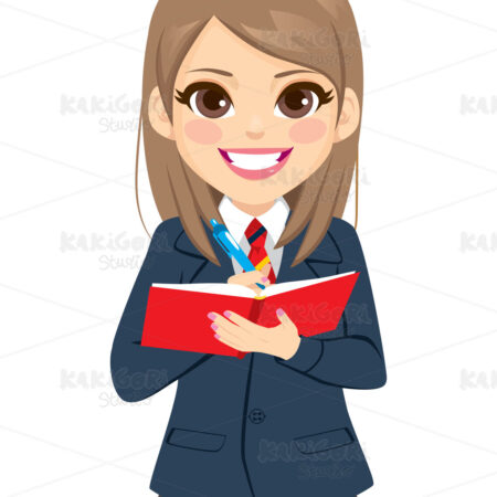 Student Girl Writing On Book Clipart Vector Illustration 04969