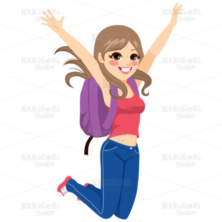 Student Jumping Girl Clipart Vector Illustration 02954