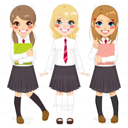 Student Uniform Girls Clipart Vector Illustration 02040
