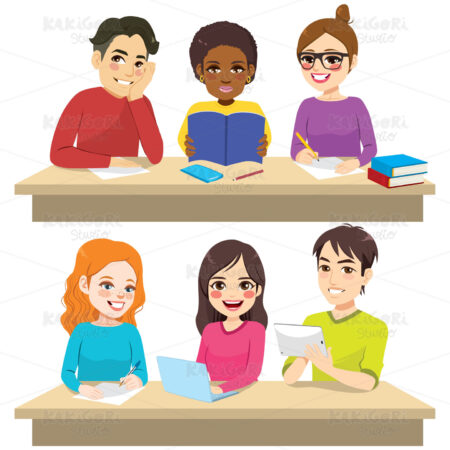 Students at University Clipart Vector Illustration 04259