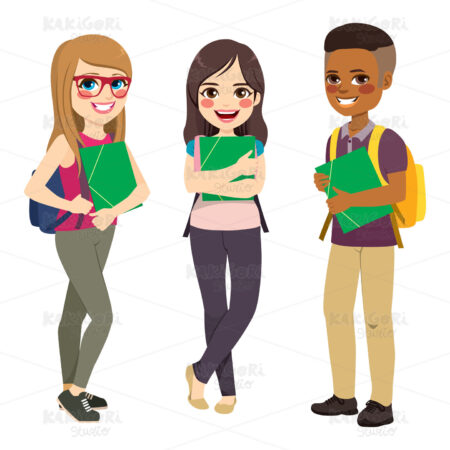 Students Group Standing Clipart Vector Illustration 04227