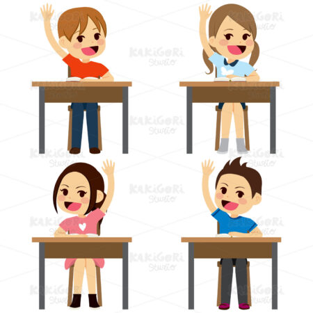 Students Sitting Desks Clipart Vector Illustration 02930