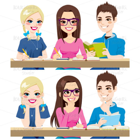 Students Studying Clipart Vector Illustration 02311
