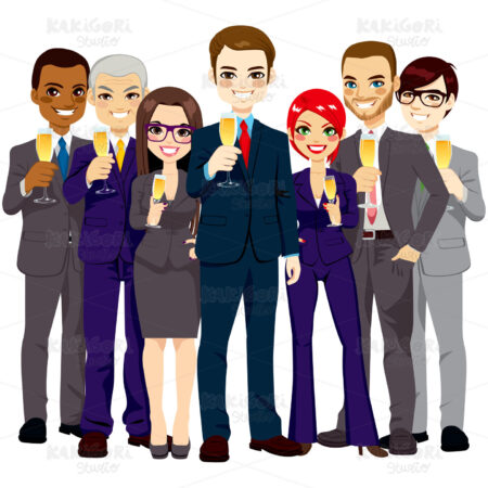 Successful Business Team Toasting Clipart Vector Illustration 02015