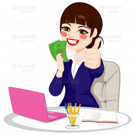Successful Money Businesswoman Clipart Vector Illustration 02072