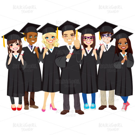 Successful Students Graduating Clipart Vector Illustration 02353
