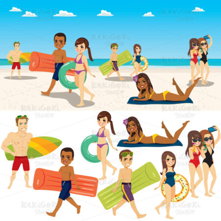 Summer Beach People Collection Clipart Vector Illustration 04147