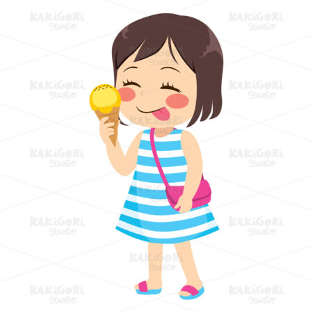 Summer Ice Cream Girl Clipart Vector Illustration 04270