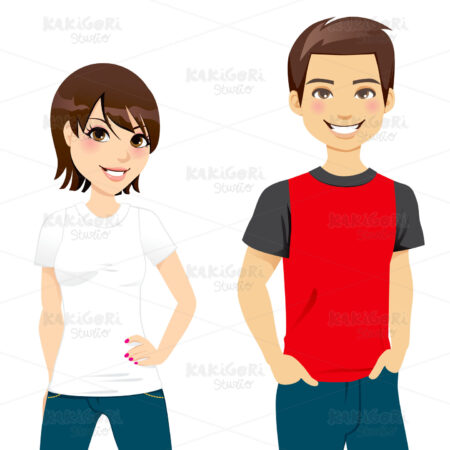 Summer T-shirt Couple Clipart Vector Illustration 00895