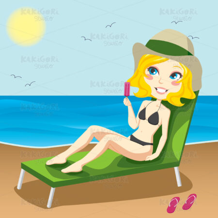 Sunbathing Blond Clipart Vector Illustration 00452
