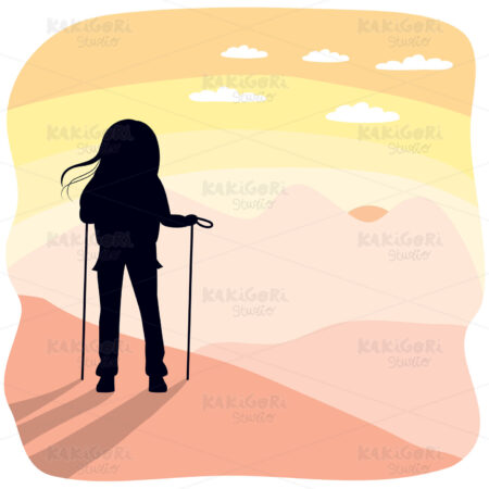 Sunset Hiking Mountain Clipart Vector Illustration 02367