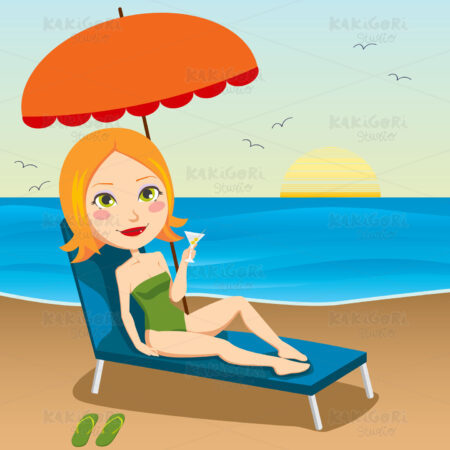 Sunset Redhair Clipart Vector Illustration 00454