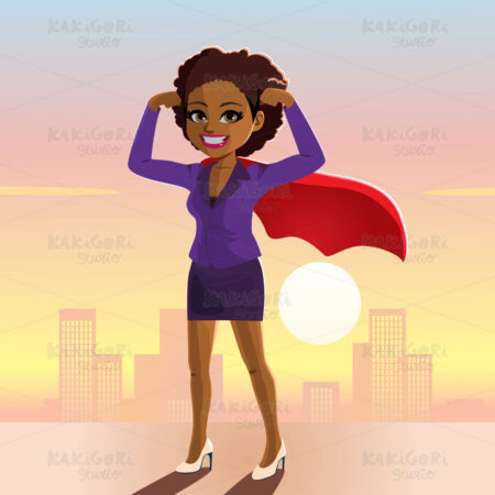 Super Businesswoman Sunset Clipart Vector Illustration 04396