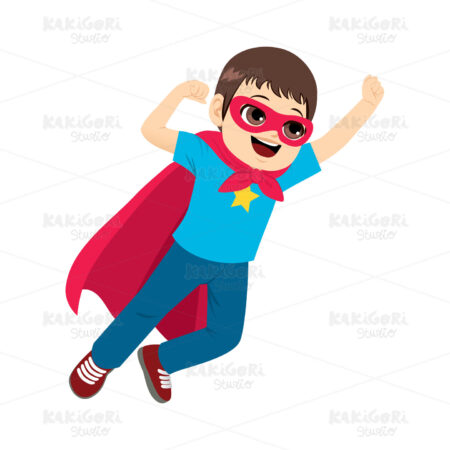 Super Hero Boy Flying Clipart Vector Illustration 04496