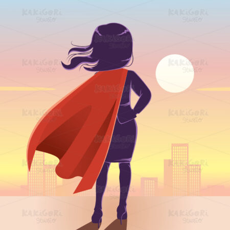 Super Hero Businesswoman Back Clipart Vector Illustration 04495