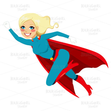 Super Hero Girl Flying Clipart Vector Illustration 01827
