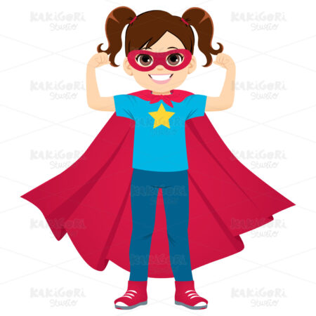 Super Hero Girl Standing Clipart Vector Illustration 04514