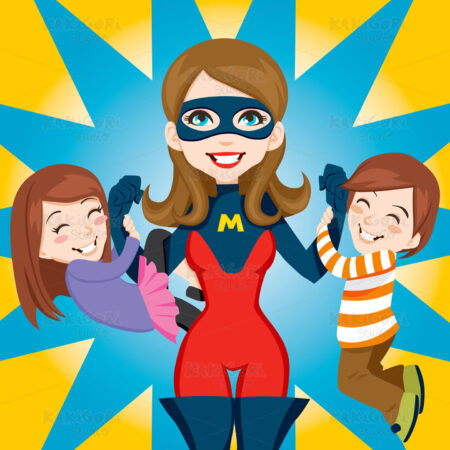 Super Hero Mom Clipart Vector Illustration 00481