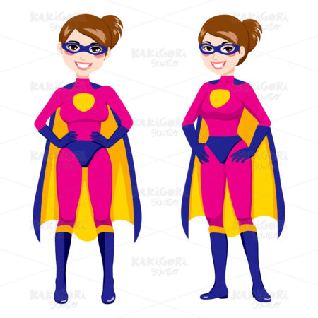 Super Hero Pink Woman Clipart Vector Illustration 01886
