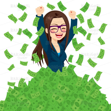 Super Rich Successful Businesswoman Clipart Vector Illustration 02125