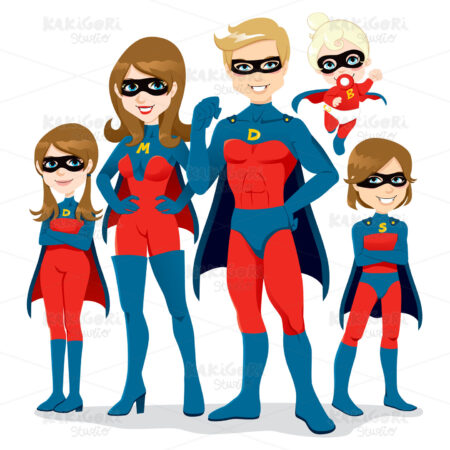 Superhero Family Costume Clipart Vector Illustration 00850