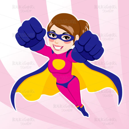 Superhero Woman Flying Clipart Vector Illustration 01825