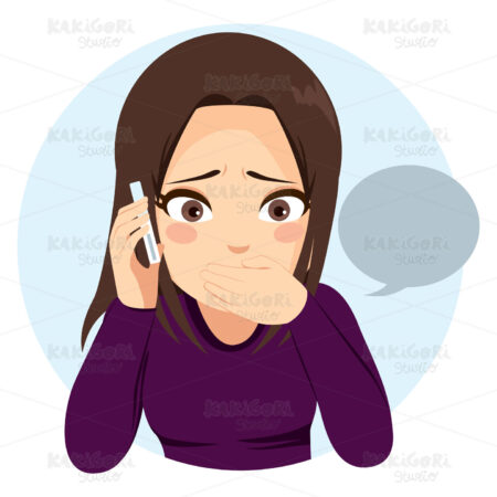 Surprised Girl Phone Clipart Vector Illustration 03813