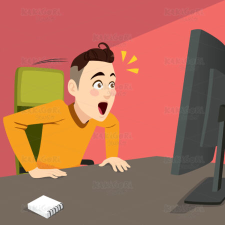 Surprised Man Computer Clipart Vector Illustration 04267