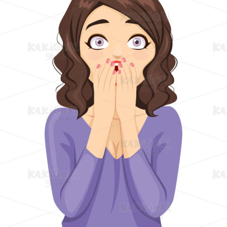 Surprised Woman Covering Mouth Clipart Vector Illustration 04833