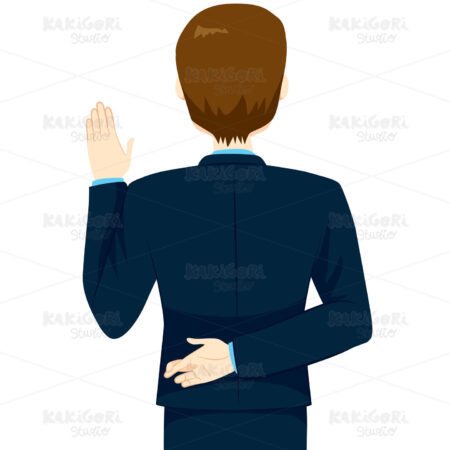 Swearing With Fingers Crossed Clipart Vector Illustration 02169
