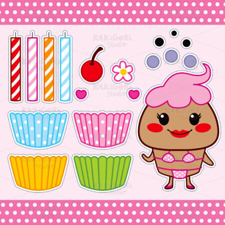 Sweet Cupcake Paper Doll Clipart Vector Illustration 00937