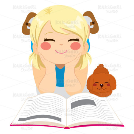 Sweet Girl Reading Clipart Vector Illustration 03706