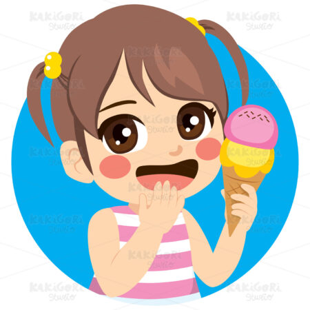 Sweet Ice Cream Girl Clipart Vector Illustration 04371